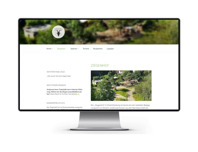 Screenshot: WordPress Webseite des des Ziegenhof CHarlottenburg